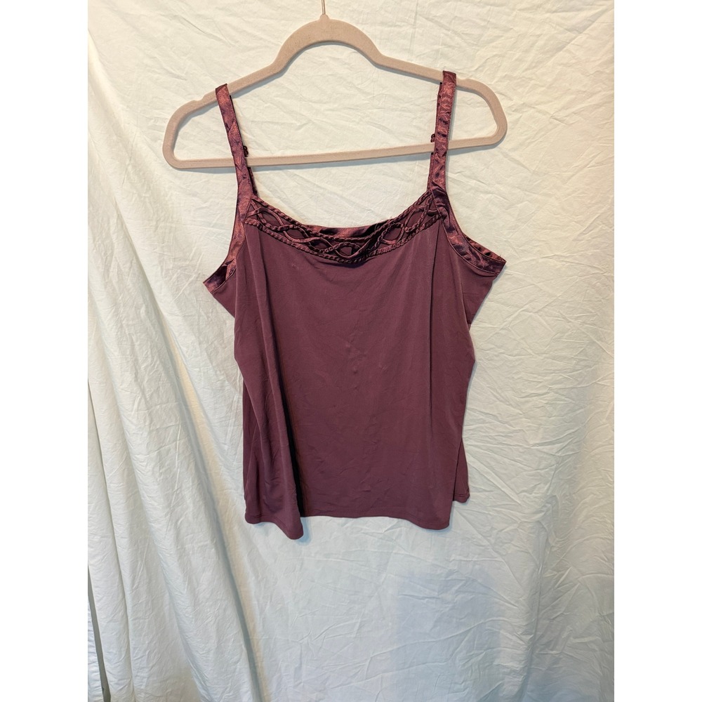 Avenue‎ Plum Purple Lattice Trim Camisole Top Adjustable Straps Plus Size 14/16
